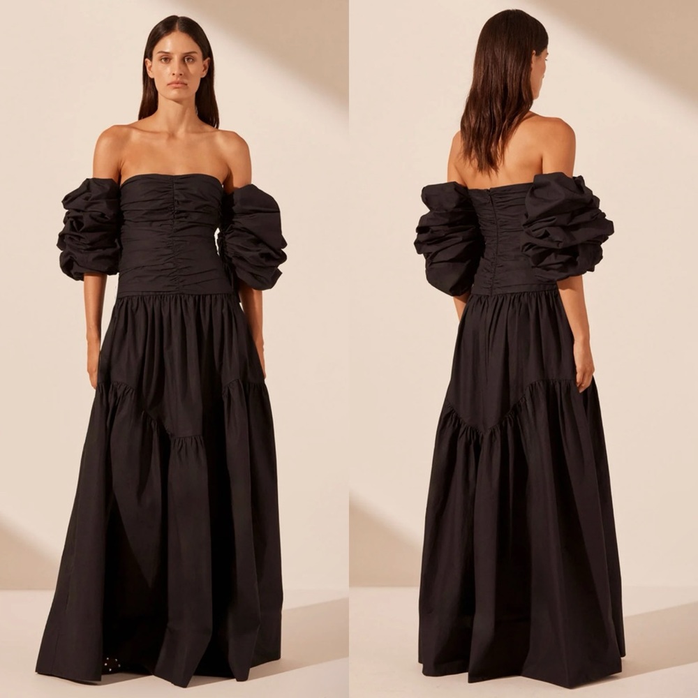 Shona Joy Maiori Contour Ruched black Maxi Dress size US 2 - altered